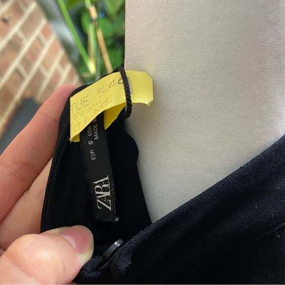 ZARA Black High Neck Short Sleeve Front Pockey Keyhole Dress, Size S - Picture 15 of 16